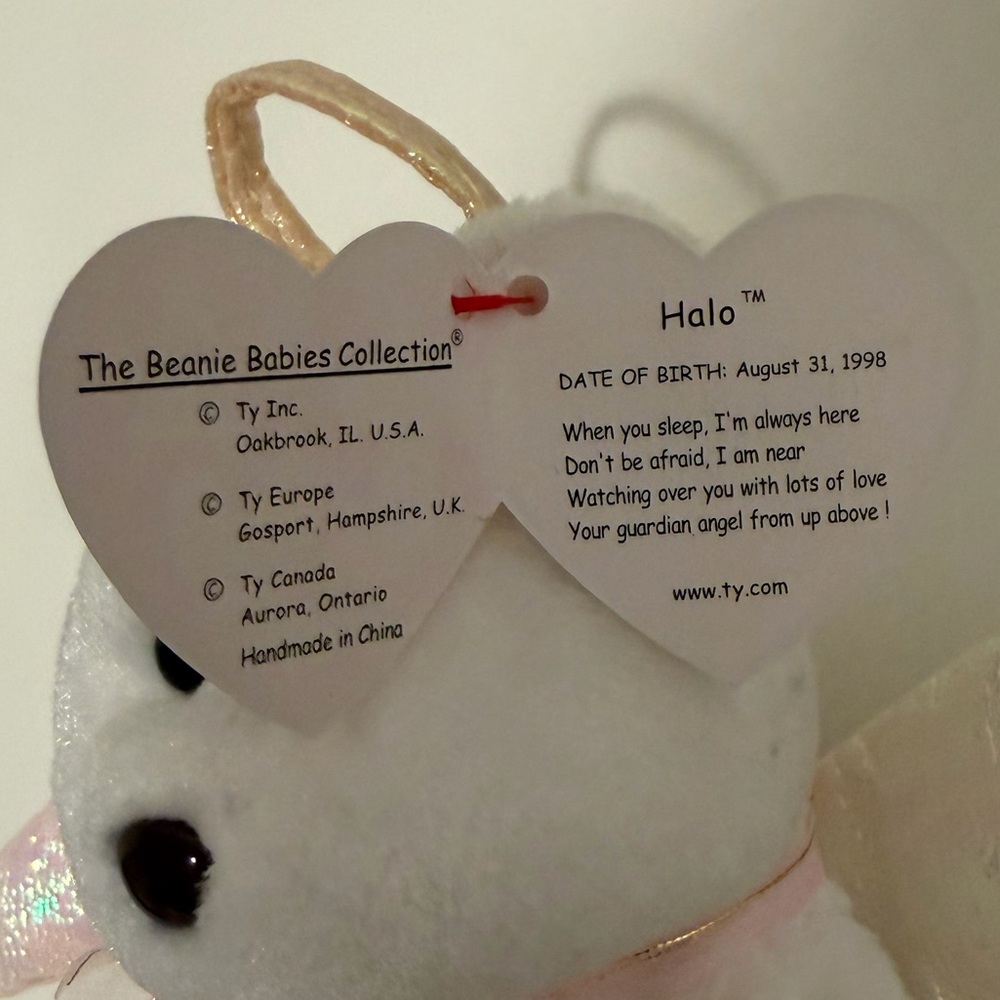 NWT RARE Ty White Angel Bear Plush with Iridescent Wings Beanie Baby WITH ERRORS - Picture 5 of 9